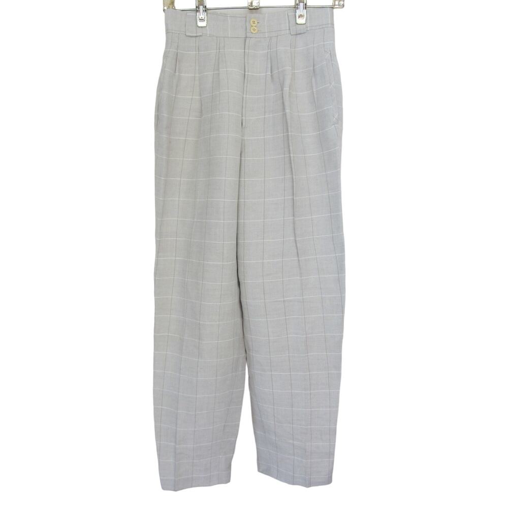 Giorgio Sant'Angelo windowpane linen blend trouser pants